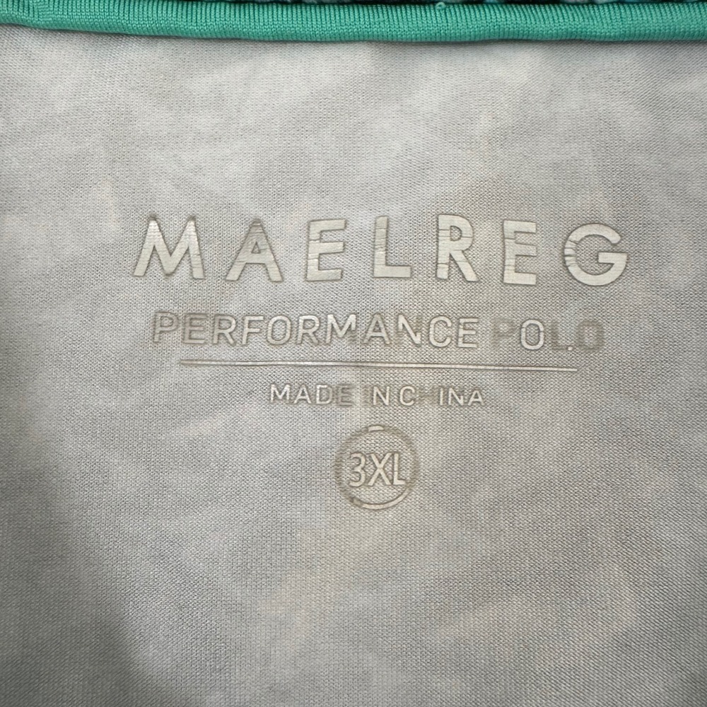 Maelreg 3XL Geometric Abstract Teal Black Men's Performance Golf Polo Shirt - Picture 7 of 8